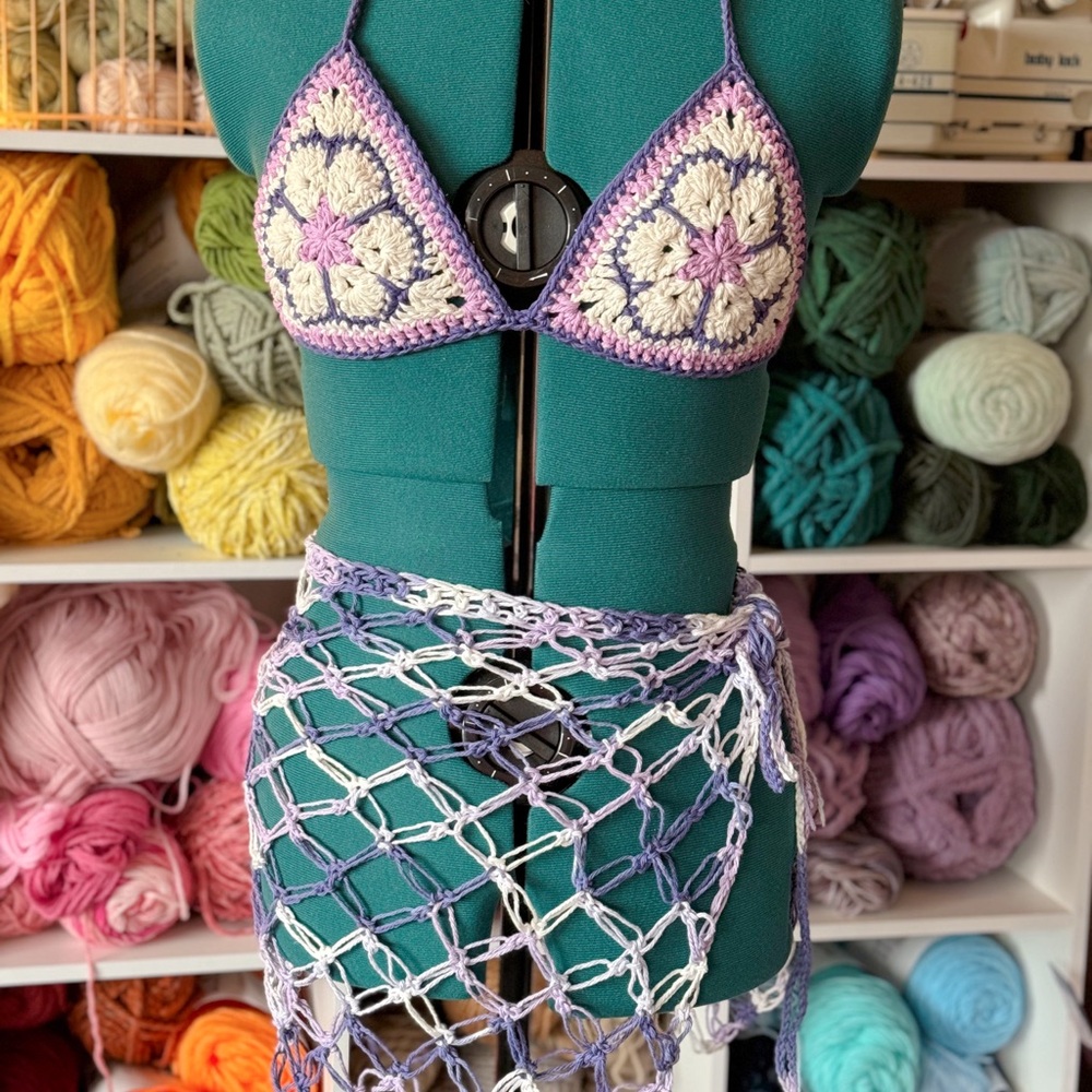 Crochet Bikini Top and Cover-Up Set